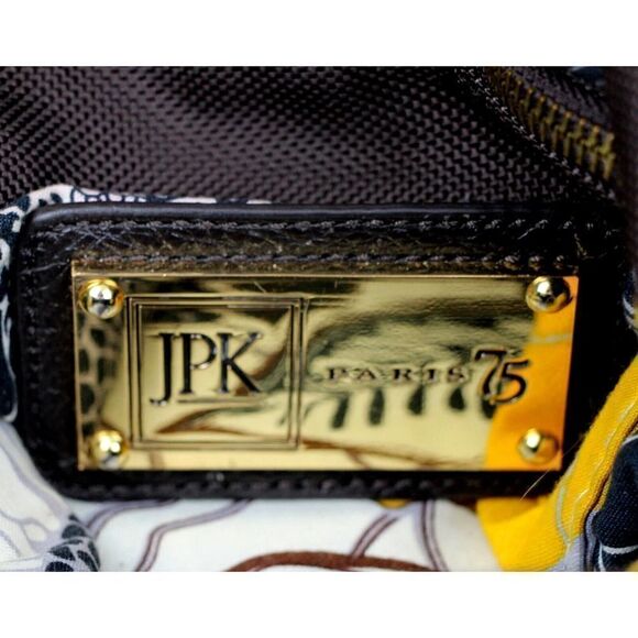 JPK PARIS 75 BROWN NYLON BROWN GENUINE LEATHER STRAP SHOULDER BAG HANDBAG PURSE - Picture 9 of 12